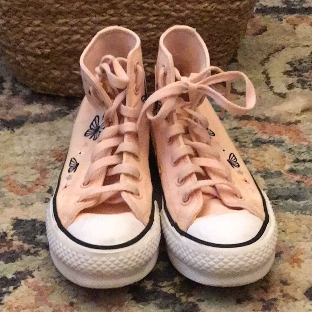 Converse Pink and White High-Top Sneakers